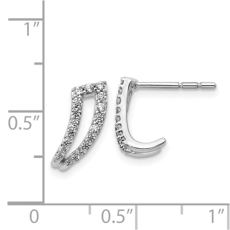 14k White Gold Real Diamond Post Earrings