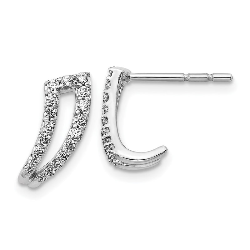 14k White Gold Real Diamond Post Earrings
