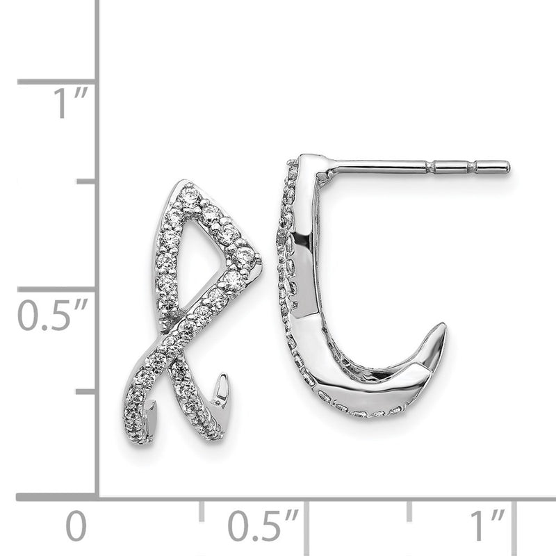14k White Gold Real Diamond Post Earrings