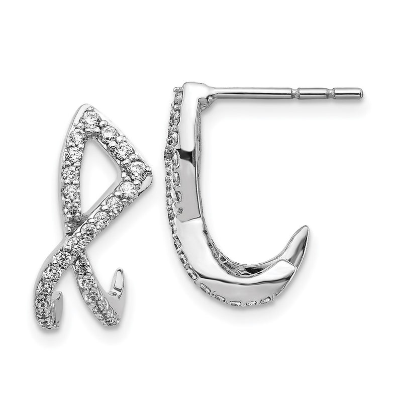 14k White Gold Real Diamond Post Earrings