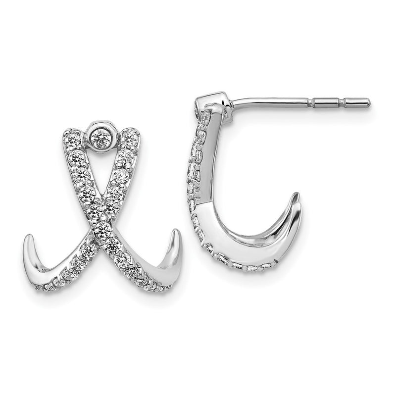 14k White Gold Real Diamond Post Earrings