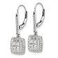 14k White Gold Real Diamond Cluster Leverback Earrings