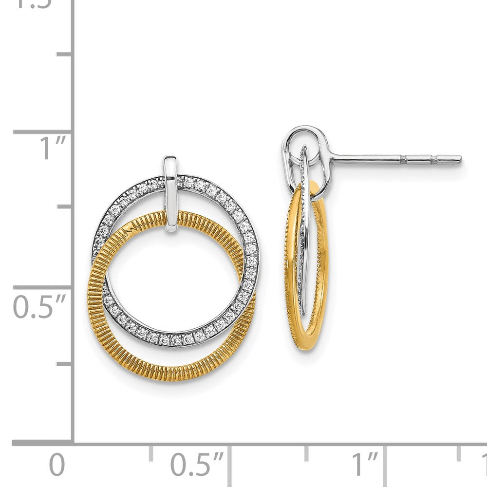 14k Yellow Gold Two-tone Real Diamond Earrings