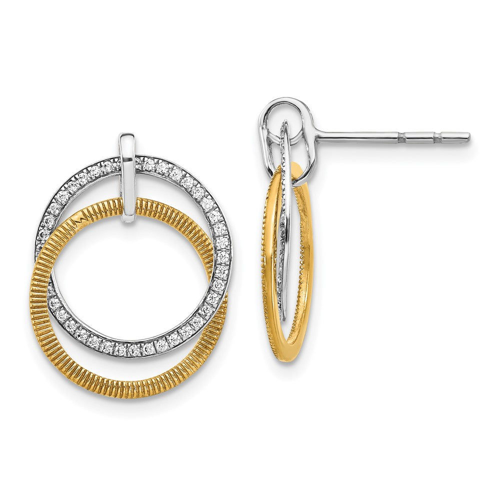 14k Yellow Gold Two-tone Real Diamond Earrings