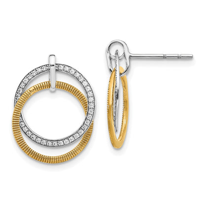 14k Yellow Gold Two-tone Real Diamond Earrings