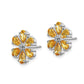 14k White Gold Real Diamond Citrine Flower Earrings EM4377-006-WA
