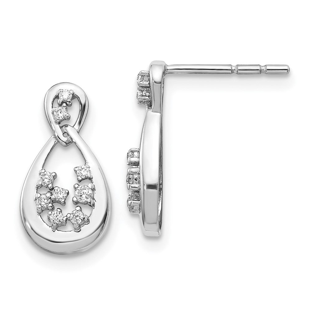 14k White Gold Real Diamond Post Earrings EM4384-012-WA