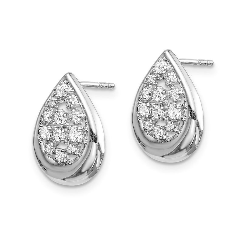 14k White Gold Real Diamond Post Earrings