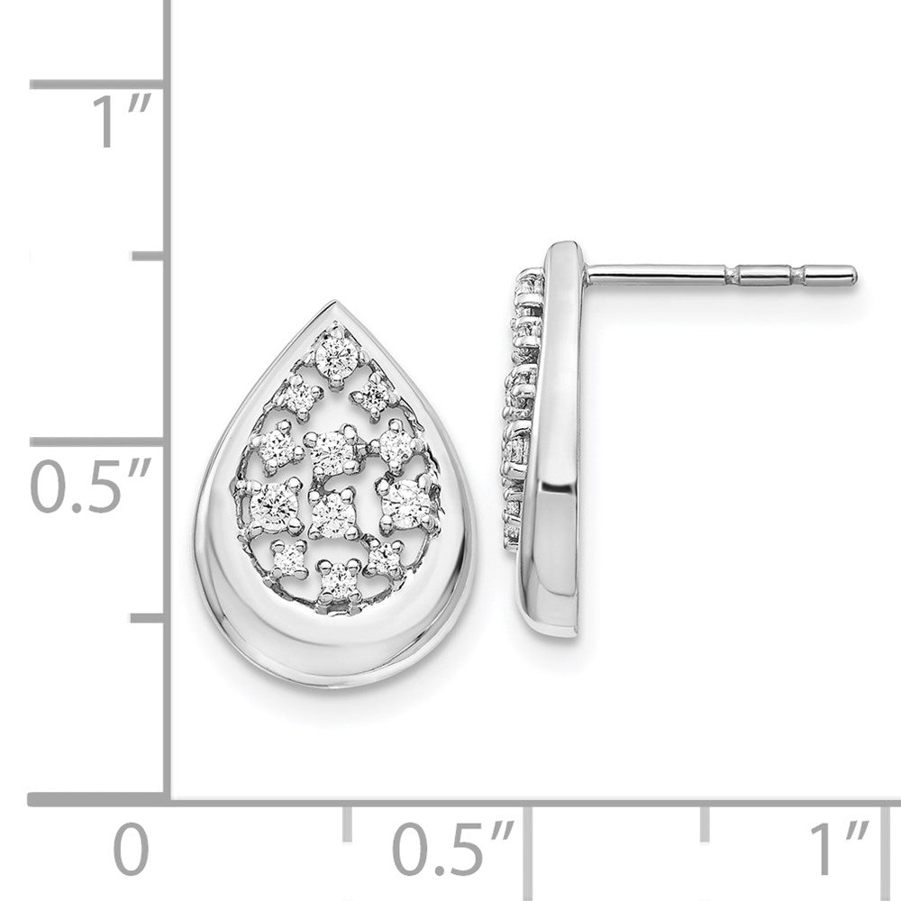 14k White Gold Real Diamond Post Earrings
