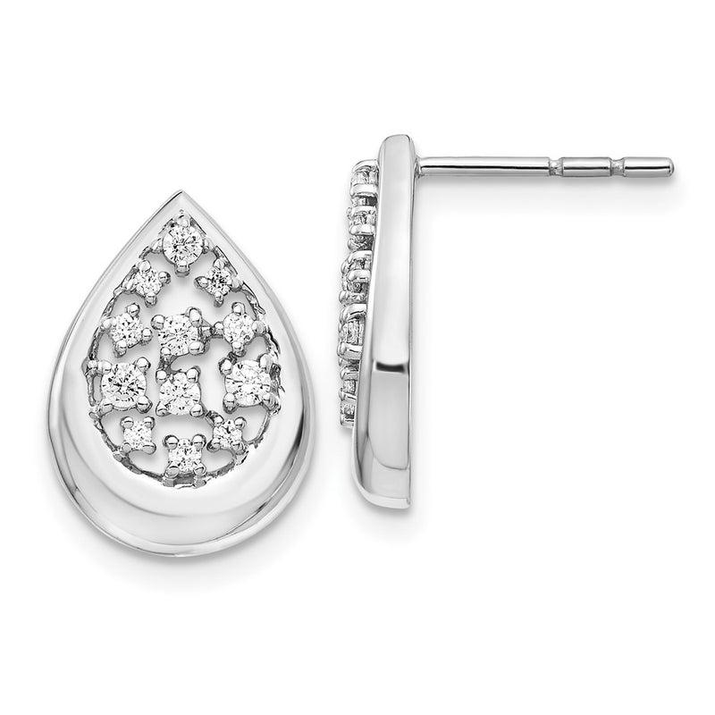 14k White Gold Real Diamond Post Earrings