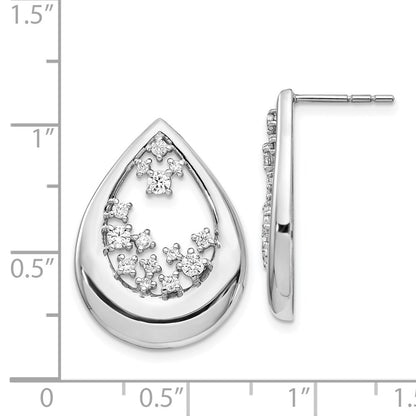 14k White Gold Real Diamond Post Earrings