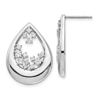 14k White Gold Real Diamond Post Earrings