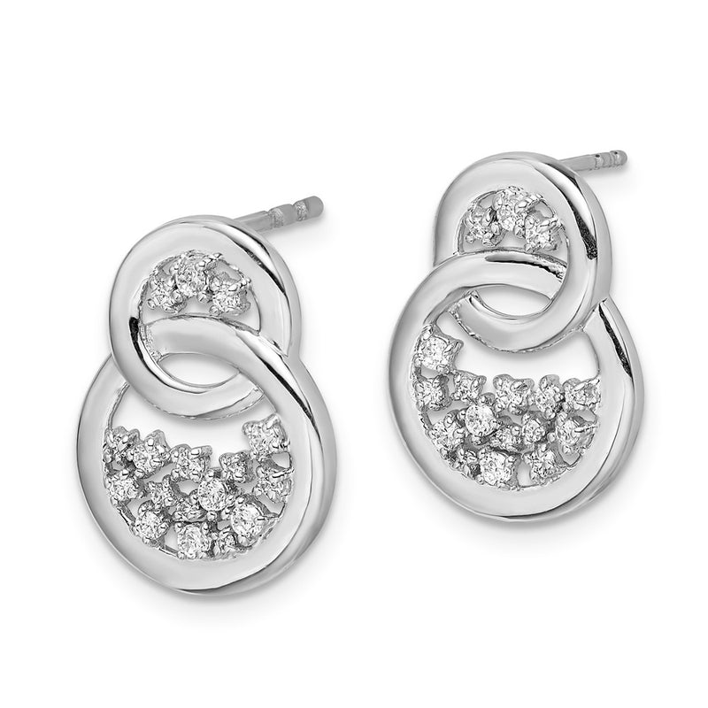 14k White Gold Real Diamond Post Earrings
