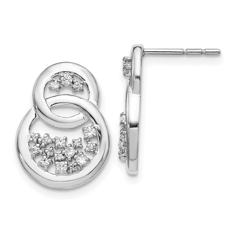 14k White Gold Real Diamond Post Earrings