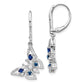 14k White Gold Real Diamond/Sapphire Butterfly Leverback Earrings