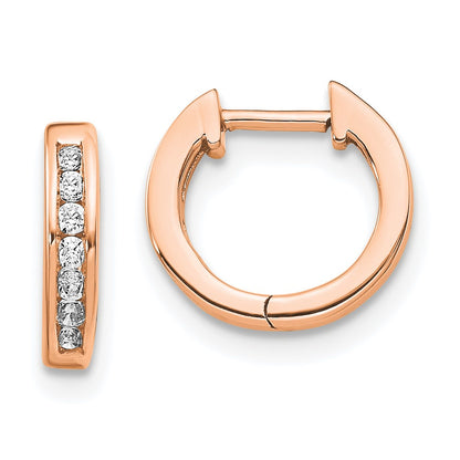 14k Rose Gold Polished Real Diamond Hinged Hoop Earrings EM5347-010-RA