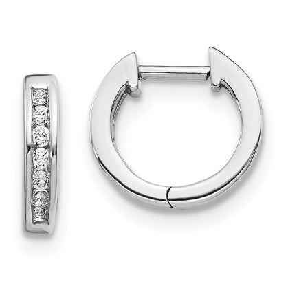 14k White Gold Real Diamond Hinged Hoop Earrings EM5347-010-WA