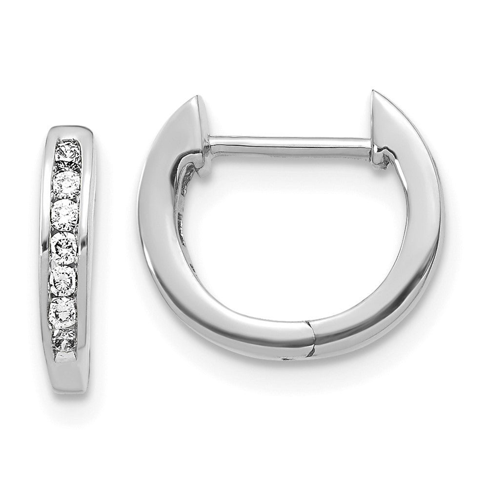 14k White Gold Polished Real Diamond Hinged Hoop Earrings EM5350-016-WA