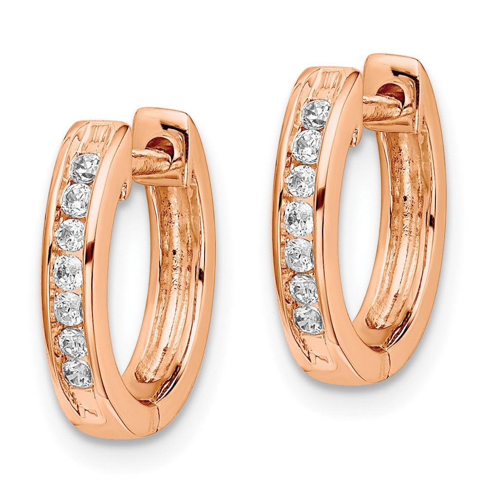 14k Rose Gold Real Diamond Hinged Hoop Earrings EM5351-020-RA