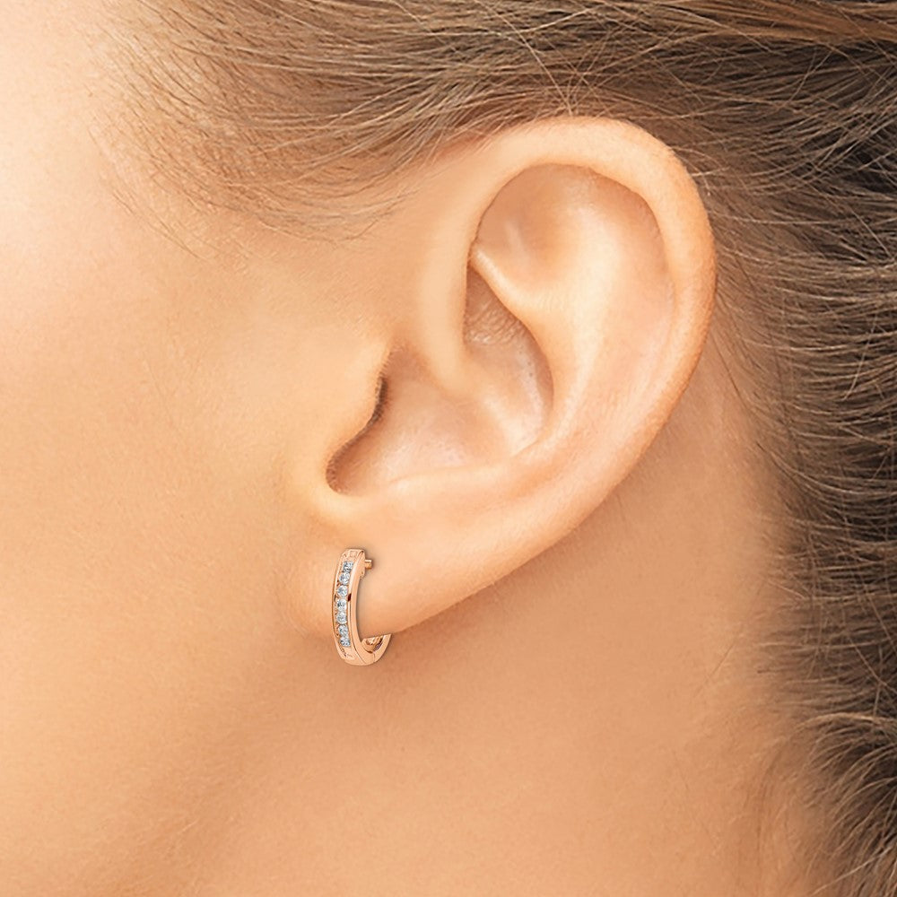 14k Rose Gold Real Diamond Hinged Hoop Earrings EM5351-020-RA