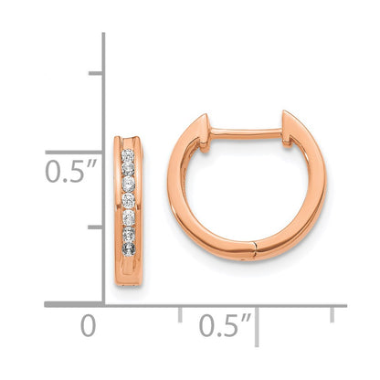 14k Rose Gold Real Diamond Hinged Hoop Earrings