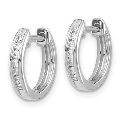 14k White Gold Real Diamond Hinged Hoop Earrings