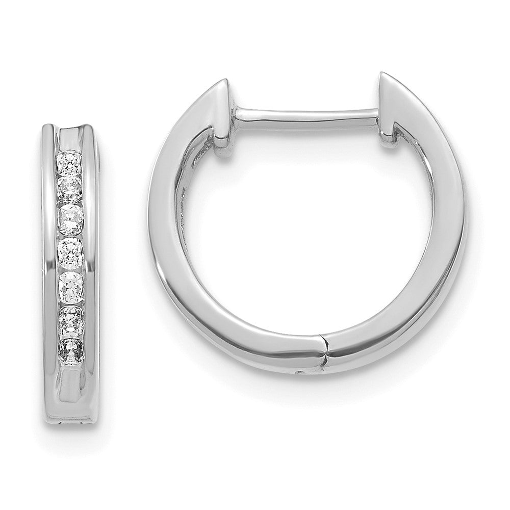 14k White Gold Real Diamond Hinged Hoop Earrings EM5351-020-WA