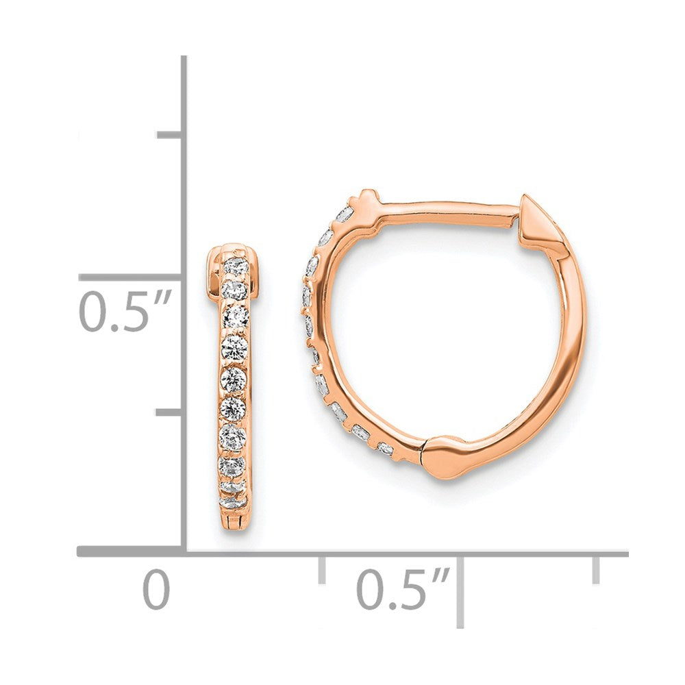 14k Rose Gold Real Diamond Hinged Hoop Earrings
