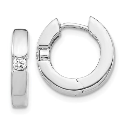 14k White Gold AA Real Diamond Hinged Hoop Earrings EM5354-016-WA