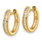 Solid 14k Yellow Gold Round/Baguette Simulated CZ Hinged Hoop Earrings