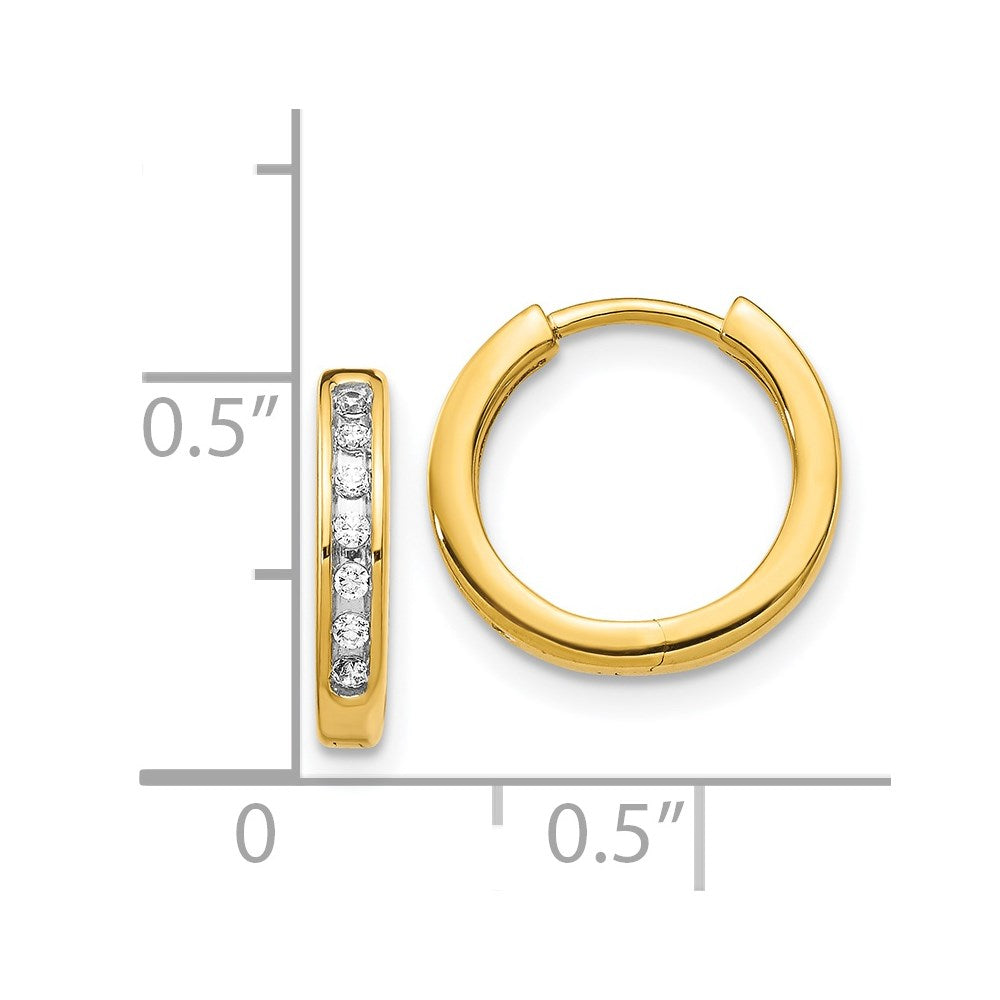 14k Yellow Gold Real Diamond Hinged Hoop Earrings EM5360-010-YA