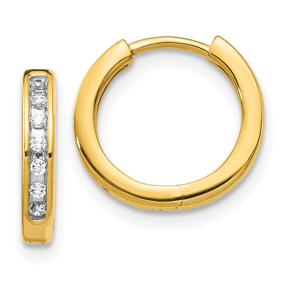 14k Yellow Gold Real Diamond Hinged Hoop Earrings EM5360-010-YA