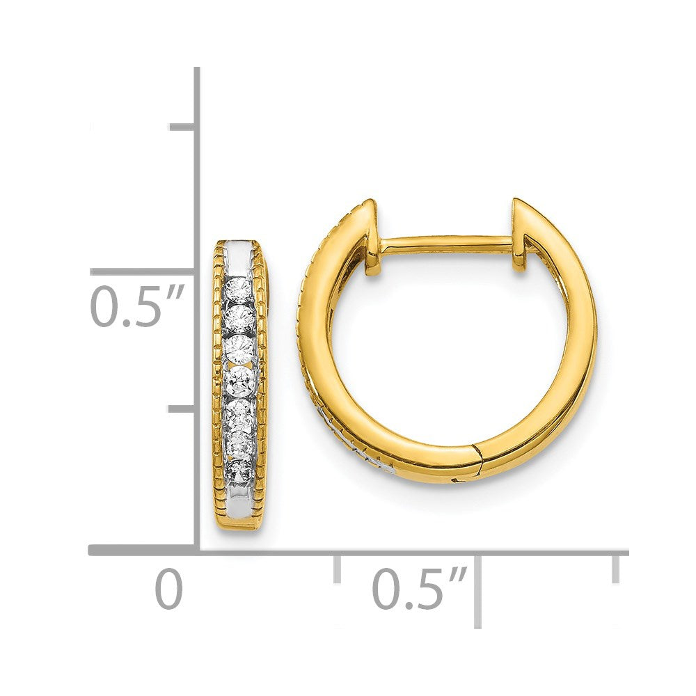 14k Yellow Gold Real Diamond Hinged Hoop Earrings EM5360-020-YA