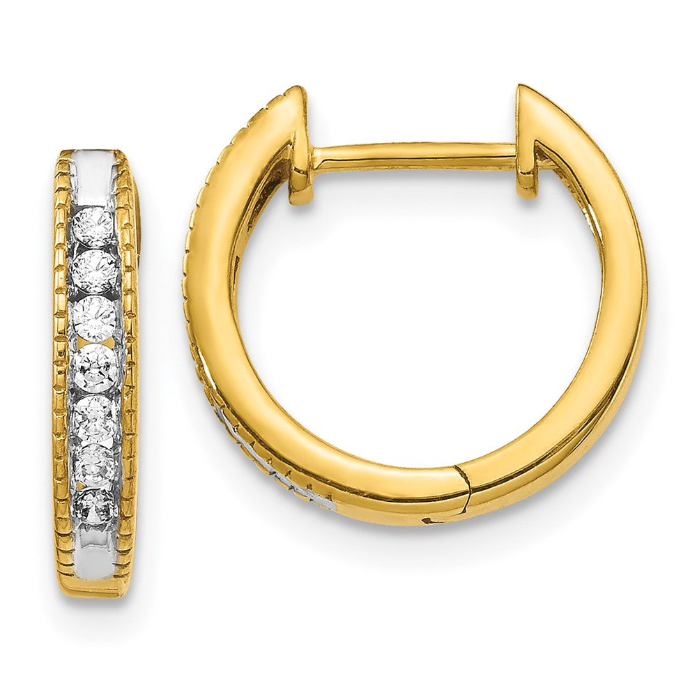 14k Yellow Gold Real Diamond Hinged Hoop Earrings EM5360-020-YA