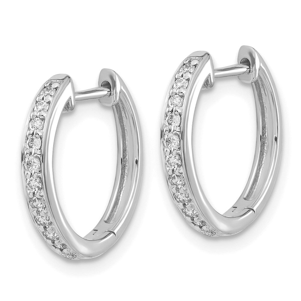 14k White Gold Real Diamond Complete Hinged Hoop Earrings