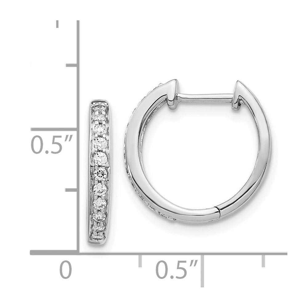 14k White Gold Real Diamond Complete Hinged Hoop Earrings
