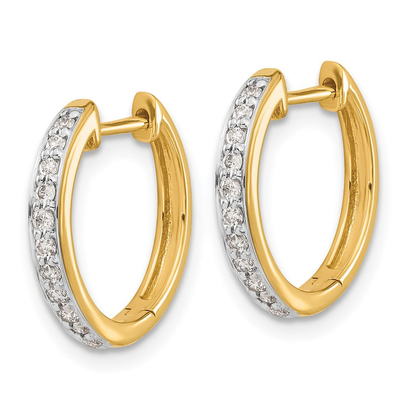 14k Yellow Gold Real Diamond Complete Hinged Hoop Earrings