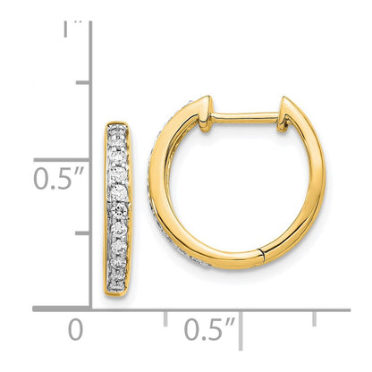 14k Yellow Gold Real Diamond Complete Hinged Hoop Earrings