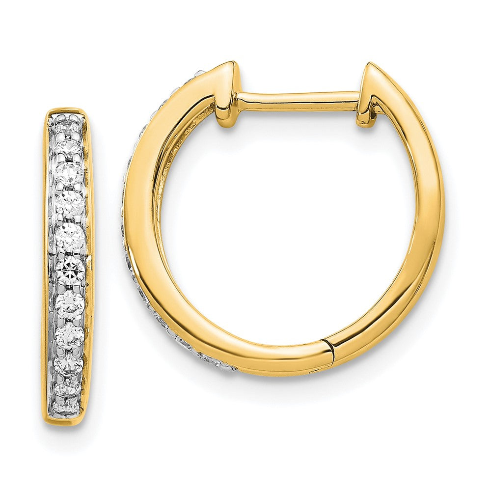 14k Yellow Gold Real Diamond Complete Hinged Hoop Earrings