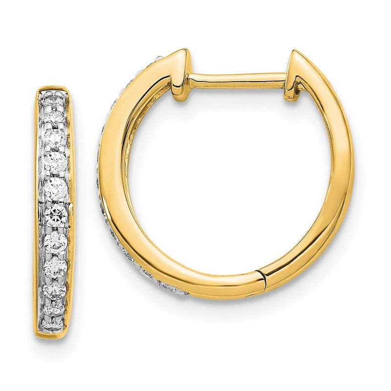 14k Yellow Gold Real Diamond Complete Hinged Hoop Earrings