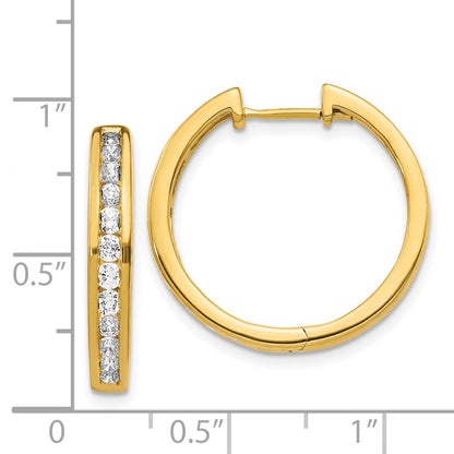 14k Yellow Gold Real Diamond Hinged Hoop Earrings