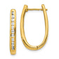 14k Yellow Gold Real Diamond Oval Hinged Hoop Earrings