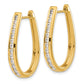 14k Yellow Gold Real Diamond Oval Hinged Hoop Earrings