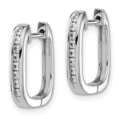 14k White Gold Real Diamond Complete Hinged Hoop Earrings