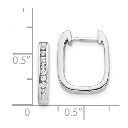 14k White Gold Real Diamond Complete Hinged Hoop Earrings