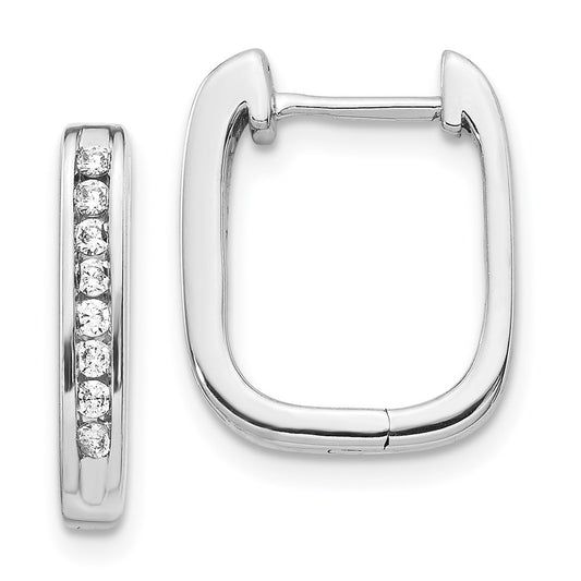 14k White Gold Real Diamond Complete Hinged Hoop Earrings