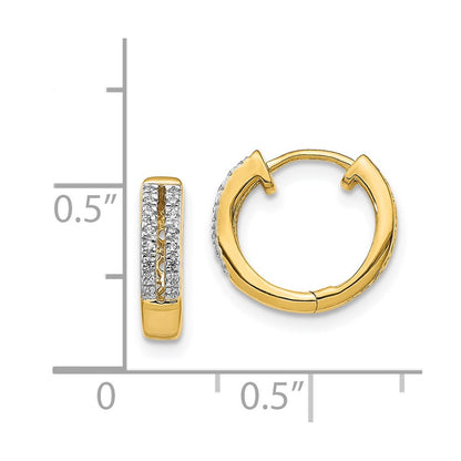 14k Yellow Gold Real Diamond Hinged Round Hoop Earrings