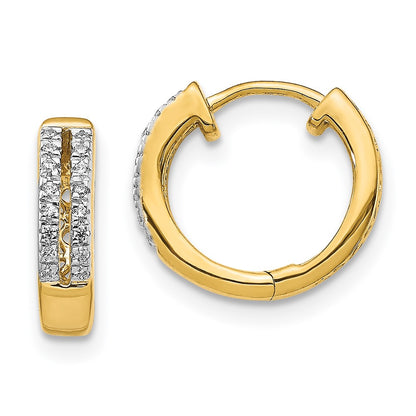 14k Yellow Gold Real Diamond Hinged Round Hoop Earrings EM5375-010-YA