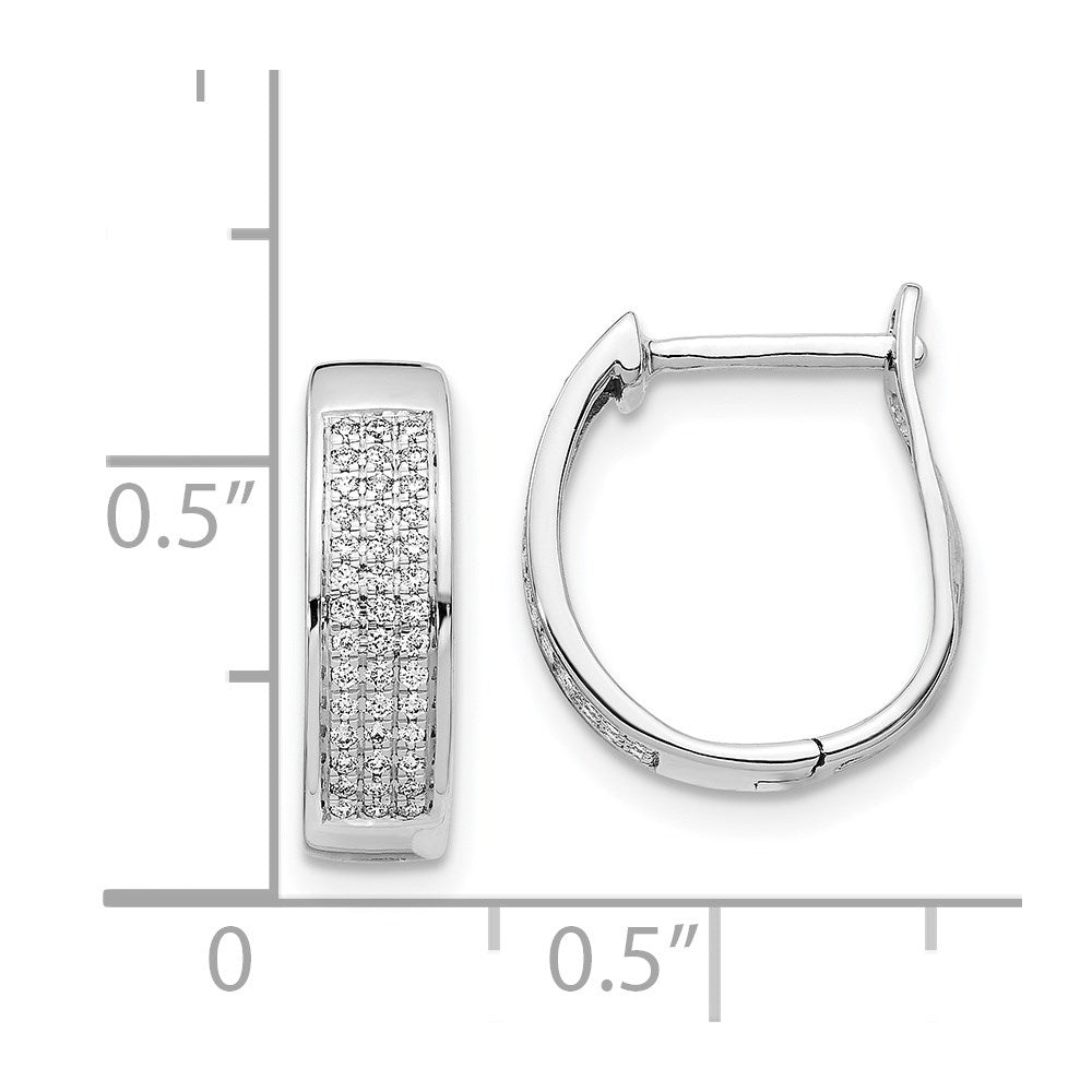 14k White Gold Real Diamond Hinged Oval Hoop Earrings EM5379-020-WA