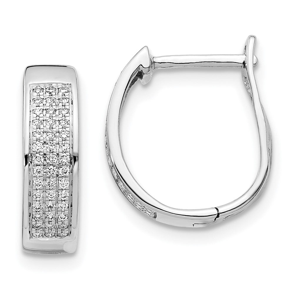 14k White Gold Real Diamond Hinged Oval Hoop Earrings EM5379-020-WA
